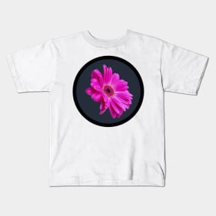 Pink Gerbera Daisy Flower Circle Frame Kids T-Shirt